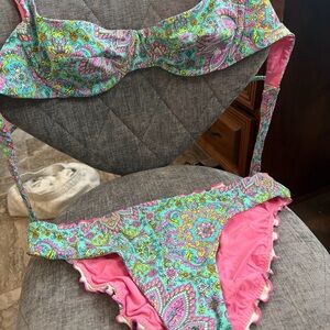 Luli Fama Paisley Bikini in Pink and Green